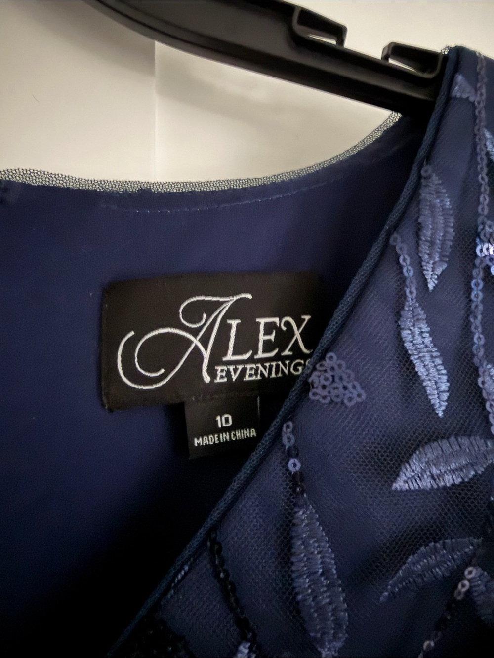Alex evenings navy blue sequined long event dress - Picture 5 of 5
